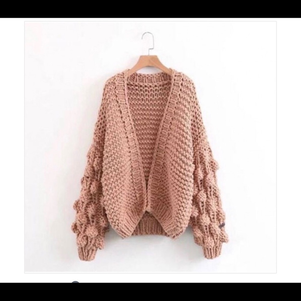 Chunky knit bubble sleeve knit cardigan or jacket